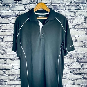 Nike Golf Tour‎ Performance Polo Shirt  Black White Short Sleeve Dri Fit Mens M